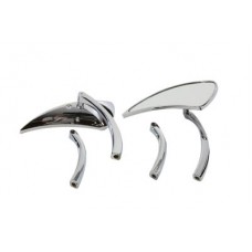 Tear Drop Mirror Set with Solid Billet Stems, Chrome 34-0136