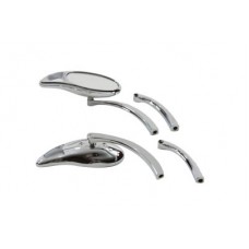 Tear Drop Mirror Set with Solid Billet Stems, Chrome 34-0357