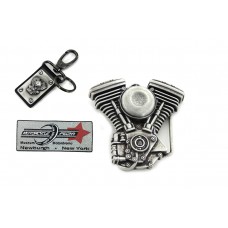 V-Twin Mens Evo Engine Buckle and Fob Set 48-0224