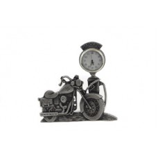 V-Twin Pewter Motorcycle Clock 4-1/2